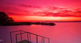 Zalazak sunca na jezeru Balaton u Mađarskoj