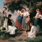 János Jankó - Rođenje narodne pjesme (1860., Mađarska nacionalna galerija)