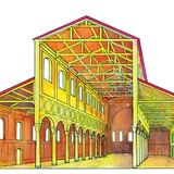 Presjek bazilike Sant'Apollinare u Classe, Ravenna, Italiji (536-549, ranokršćanska umjetnost)