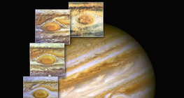Promjena Jupiterove Velike crvene pjege u periodu od 7 godina prikazana u nizu slika